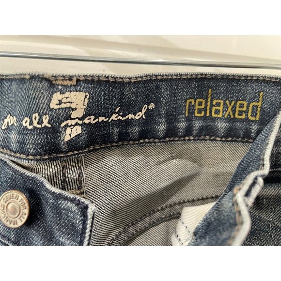 7 For All Mankind Ripped Distressed Washed relaxed Denim Button Fly sz 36 x31 - Picture 12 of 16